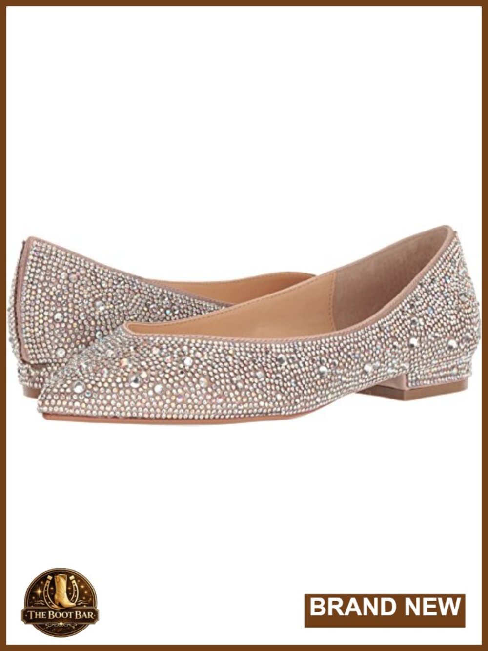 Rhinestone Embellished Pointed Toe Slip-On Ballet Flats, Sparkly Party Shoes